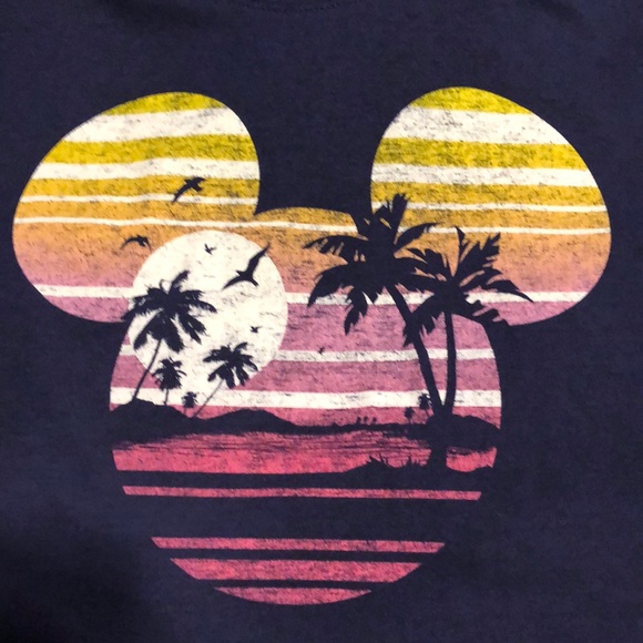 Disney Tops - Disney Striated Sunset Mickey Mouse Tee XL EUC